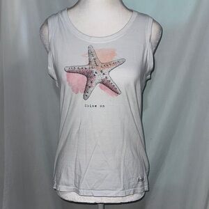 Women's Life Is Good classic fit White Starfish Tank Top size small